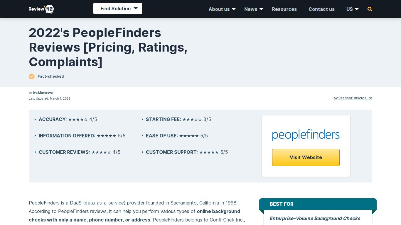 2022's PeopleFinders Reviews [Pricing, Ratings, Complaints]